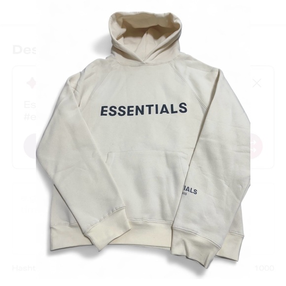 Essentials Cream Hoodie for Men Size M